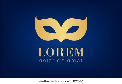 carnival mask logo golden design