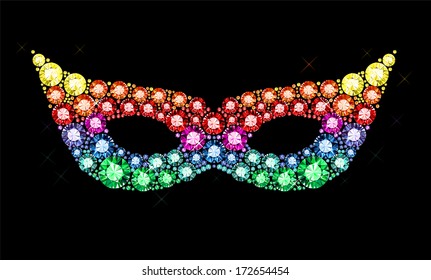 carnival mask made of colored gems