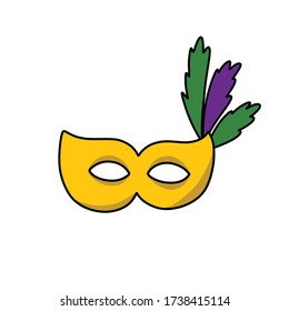 carnival mask, mardi gras doodle icon, vector illustration