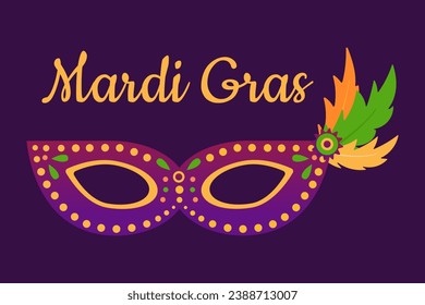 Carnival Mask, Mardi gras carnival party element. Fat tuesday, carnival, festival. For design of postcards, greeting card, banner, gift packaging, poster, paper, wallpaper