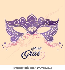 Carnival mask in a mardi gras poster - VEctor