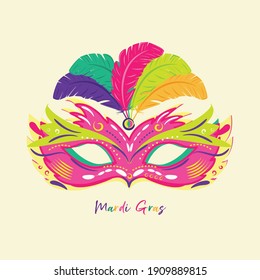 Carnival mask in a mardi gras poster - VEctor