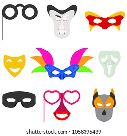 Carnival mask. Masks for carnival, masquerade masks, a set of carnival accessories. vector design, vector illustration.