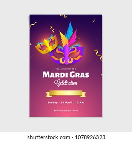 Carnival Mask, Masquerade, Mardi Gras. Carnival, Night Party Poster, Dance Party Flyer, Musical Party Banner, Carnival Invitation.