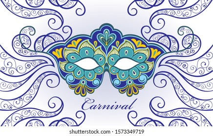 Carnival Mask, Masquerade, Mardi Gras. Carnival Invitation