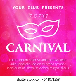 Carnival Mask, Masquerade, Mardi Gras. Carnival glittering lettering design, Night Party Poster, Dance Party Flyer, Musical Party Banner, Carnival Invitation. - stock vector