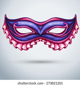 Carnival mask. Masquerade party. Simple illustration for your design.Vectorized watercolor drawing.Vector abstract background. Vintage  design.  Isolated on white background