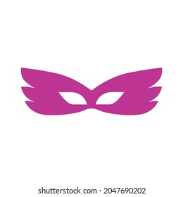 Eine Karnevalmaske. Eine Maskeradmaske mit einfacher Form im Stil des Karnevals von Mardi Gras. Vektorgrafik einzeln auf weißem Hintergrund für Design und Web.