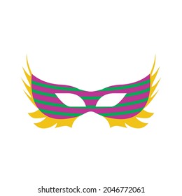 A carnival mask. Masquerade mask in the style and colors of the Mardi Gras carnival. Vector illustration isolated on a white background for design and web.