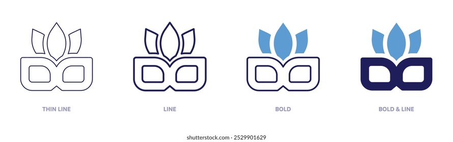 Carnival mask meaning icon in 4 different styles. Thin Line, Line, Bold, and Bold Line. Duotone style. Editable stroke.