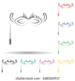 Carnival mask multi color set icon. Simple thin line, outline of theatre icons for ui and ux, website or mobile application