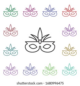 Carnival mask multi color style icon. Simple thin line, outline vector of carnival and amusement icons for ui and ux, website or mobile application
