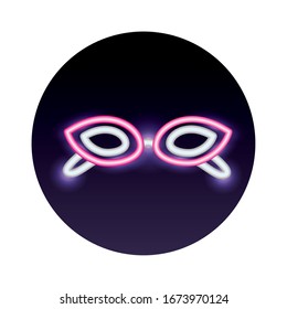 carnival mask neon light style icon vector illustration design