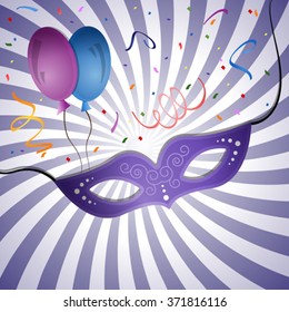 carnival mask on a background with rays. EPS 10