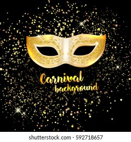 Carnival mask on dark and shiny background with place for your headline - vector illustration