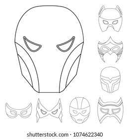 Carnival mask outline icons in set collection for design.Mask on the eyes and face vector symbol stock web illustration.