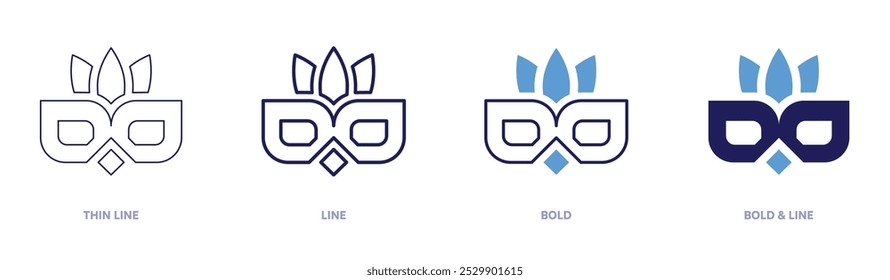 Carnival mask painting icon in 4 different styles. Thin Line, Line, Bold, and Bold Line. Duotone style. Editable stroke.