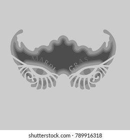 Carnival Mask in paper cut style. For card, print, Mardi Gras party. Vector illustration. 