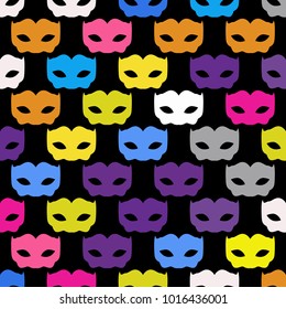 Carnival mask pattern in flat style. For web, print, creative design. Vector illustration. 