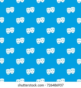 Carnival mask pattern repeat seamless in blue color for any design. Vector geometric illustration