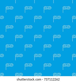 Carnival mask pattern repeat seamless in blue color for any design. Vector geometric illustration