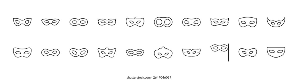 Carnival Mask Related Line Icons for Web Sites, Books, Cards, Apps. Editable Stroke. Suitable for Web Sites, Books, Cards, Apps