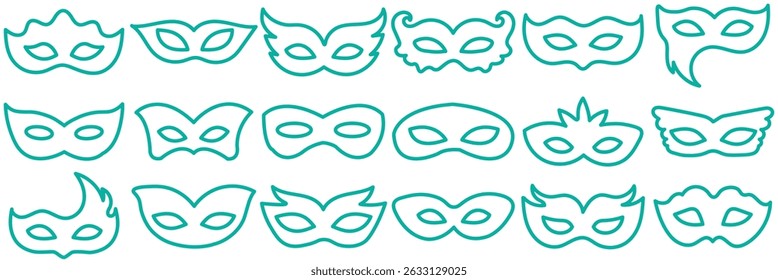 carnival mask for a scammer bandit or superhero vector icon set. Masquerade costume eye mask silhouette, hidden villain or burglar face. Simple design incognito masque shape vector illustration