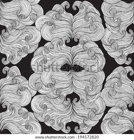 Carnival Mask seamless pattern in black and white is hand drawn ink illustration. Illustration is in eps8 vector mode, background on separate layer. 