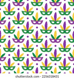 Carnival mask seamless pattern.  Mardi Gras vector background.  Easy to edit template for masquerade decorations. 