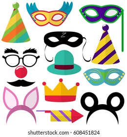 Carnival. Mask. Set. The icon. Isolated on white background