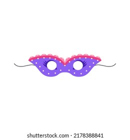 Máscara de carnaval en forma de gafas o media máscara, ilustración vectorial de dibujos animados planos aislada en fondo blanco. Elegante máscara festiva para el disfraz de carnaval.