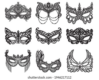 Carnival Mask Silhouette Clipart. Vector illustration.