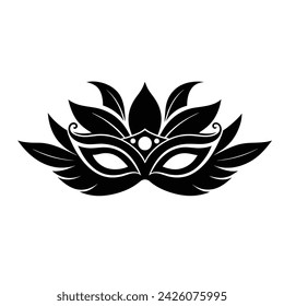 Carnival mask silhouette isolated on white background. Hand drawn vector art.