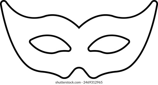 Siluetas de máscara de carnaval. Icono de línea negra de máscara de mascarada para fiesta, desfile y carnaval para Mardi Gras y Halloween. Elemento de máscara facial de fantasía editable stock aislado sobre fondo transparente.