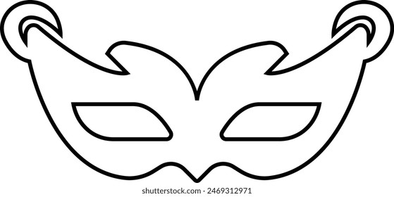 Siluetas de máscara de carnaval. Icono de línea negra de máscara de mascarada para fiesta, desfile y carnaval para Mardi Gras y Halloween. Elemento de máscara facial de fantasía editable stock aislado sobre fondo transparente.