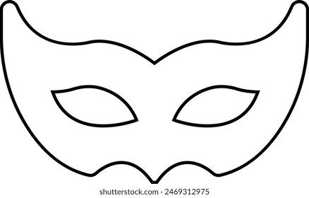 Karnevalsmasken-Silhouetten. Schwarze Linie Ikone der Maskerade Maske für Party, Parade und Karneval für Mardi Gras und Halloween. Fantasy Gesichtsmaske Element editierbare Stock isoliert auf transparentem Hintergrund.