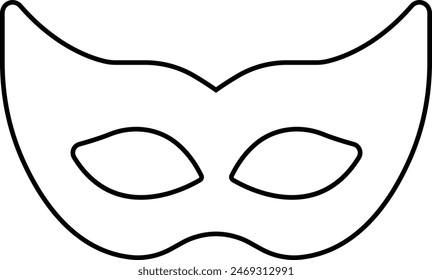 Siluetas de máscara de carnaval. Icono de línea negra de máscara de mascarada para fiesta, desfile y carnaval para Mardi Gras y Halloween. Elemento de máscara facial de fantasía editable stock aislado sobre fondo transparente.