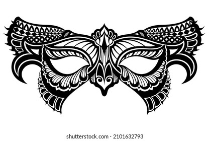 Carnival mask silhouettes isolated on white. Masquerade and ornate, accessory and anonymous. Vector illustration