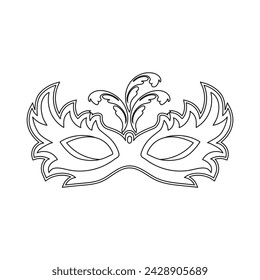 Carnival mask, sketch, line art. Illustration for coloring book, holiday decor element, vector