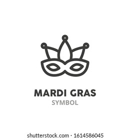 Carnival mask thin line icon. Mardi Gras, carnival. Vector illustration symbol elements for web design