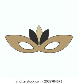 Carnival mask with three feathers for use in clipart. Vector isolated image for festive design