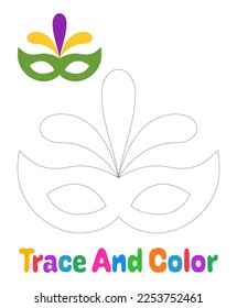 Carnival Mask tracing worksheet for kids