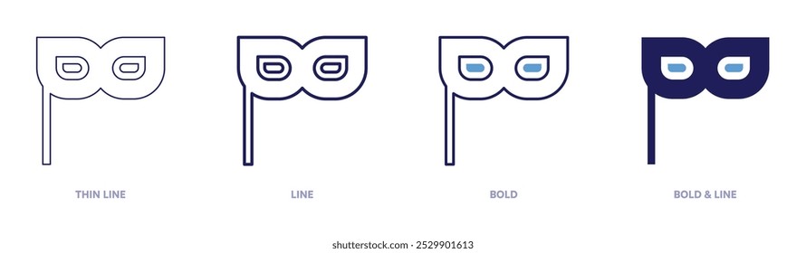 Carnival mask trends icon in 4 different styles. Thin Line, Line, Bold, and Bold Line. Duotone style. Editable stroke.