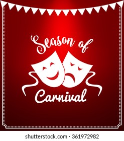 Carnival Mask Typographic Vector Design - Happy And Sad Mardi Gras Masks