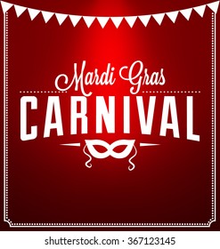 Carnival Mask Typographic Vector Design - Mardi Gras Mask