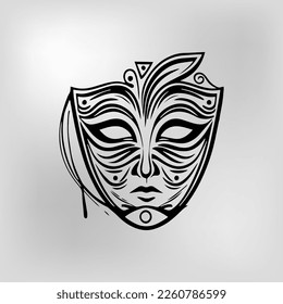 Carnival Mask vector black and white