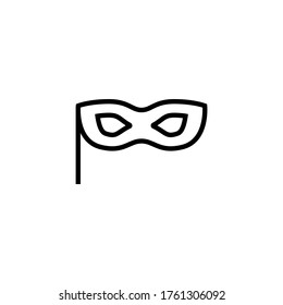 carnival mask vector icon in black line style icon, style isolated on white background