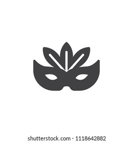 Carnival mask vector icon. filled flat sign for mobile concept and web design. Mask with feathers simple solid icon. Symbol, logo illustration. Pixel perfect vector graphics