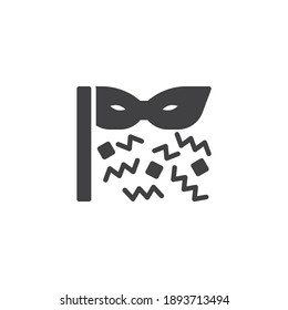 Vektorsymbol für Karnevalmaske volles Flachzeichen für mobiles Konzept und Webdesign. Brillensymbol der Partybrille. Symbol, Logo-Abbildung. Vektorgrafik