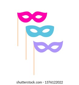 Carnival mask vector icon isolated on white background